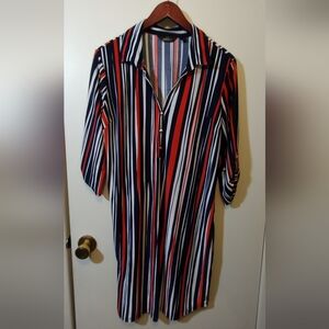 Mlle Gabrielle Navy and Red Striped Dress